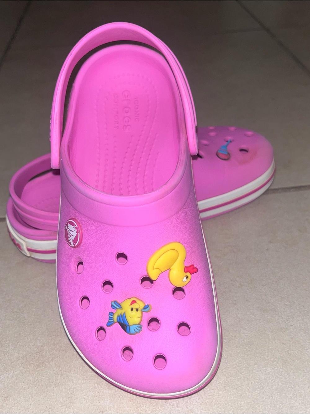 CROCS Kids Pink Clogs with Playful Sea Charms